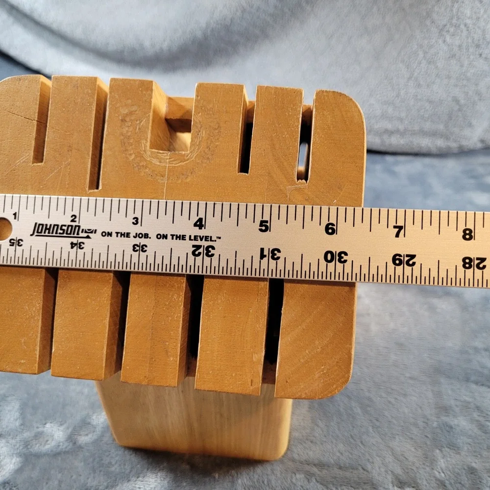 Universal Wooden Knife Block Multi Slot Cutlery Organizer Natural Wood Finish